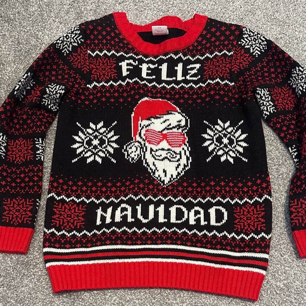 Holiday Time Black and Red Feliz Navidad Sweater